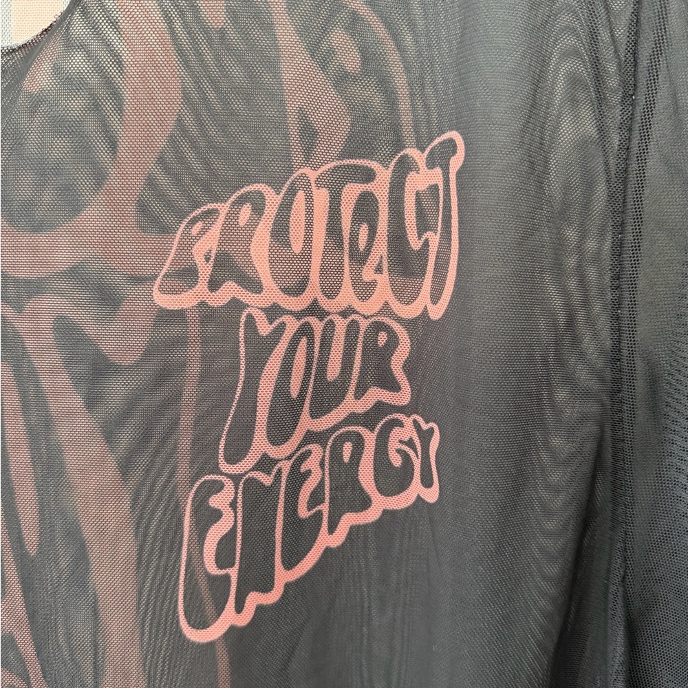 Black Sheer Graphic Top- Protect Your Energy - Picture 2 of 4